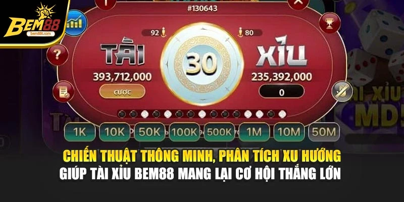 Chiến thuật thông minh, phân tích xu hướng giúp tài xỉu BEM88 mang lại cơ hội thắng lớn 